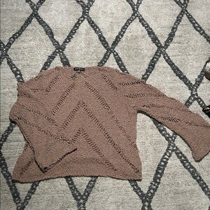 Blue Blush Chevron Patterned Tan Sweater